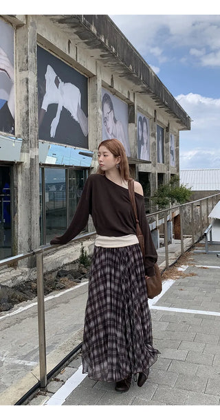 plaid A-line skirt