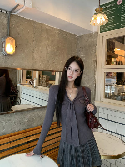 gray v-neck