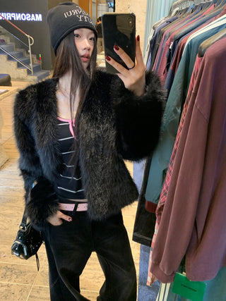 black furry coat