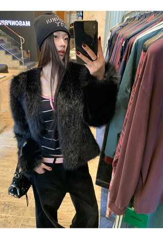 black furry coat