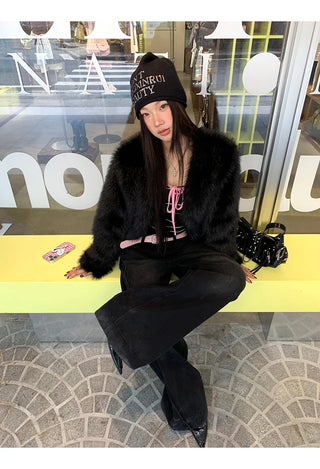 black furry coat