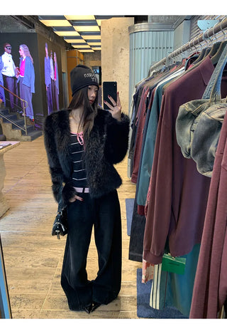 black furry coat
