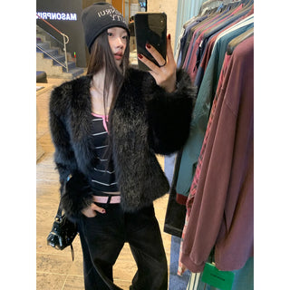 black furry coat