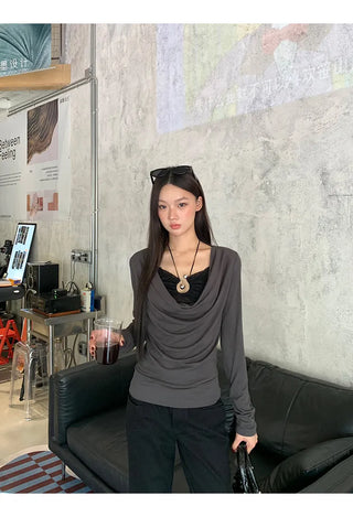 gray slim top