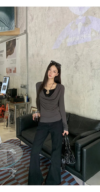 gray slim top