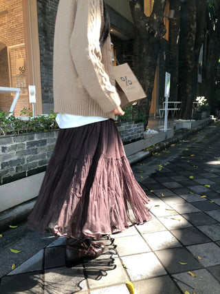 coffee gauze skirt