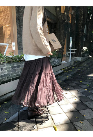 coffee gauze skirt