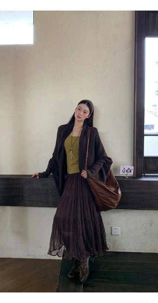 coffee gauze skirt