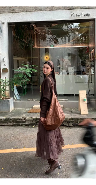 coffee gauze skirt