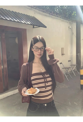 coffee knit cardigan