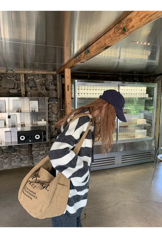 hooded striped cardigan