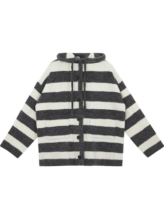 hooded striped cardigan