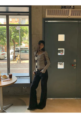 v-neck striped sweater