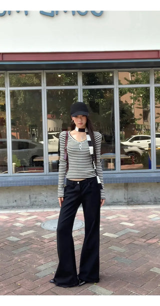 v-neck striped sweater