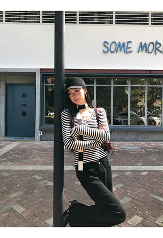 v-neck striped sweater