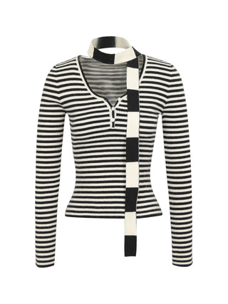 v-neck striped sweater