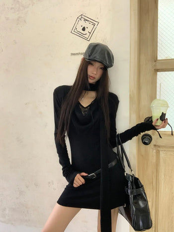 black slim dress