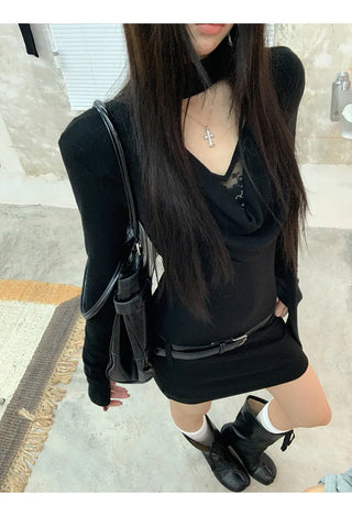 black slim dress
