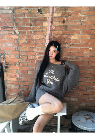 gray loose sweater