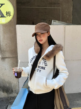 white hooded sweater