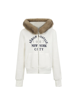 white hooded sweater