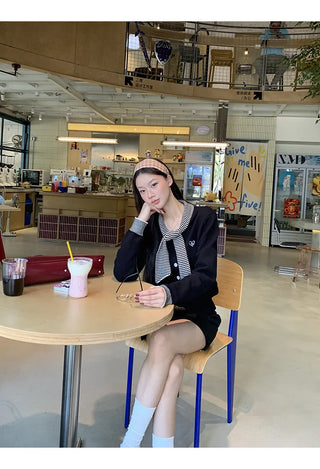 black college cardigan