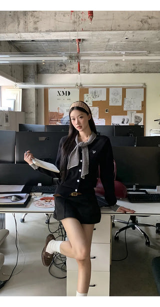 black college cardigan