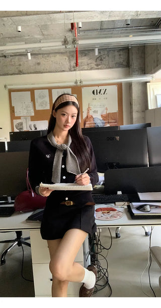 black college cardigan