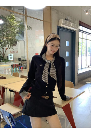 black college cardigan