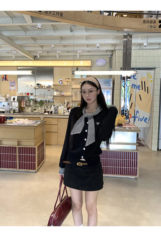 black college cardigan