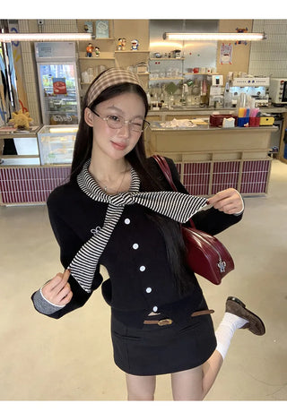 black college cardigan