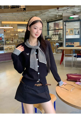 black college cardigan