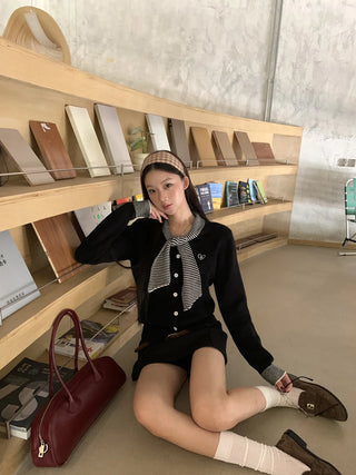 black college cardigan