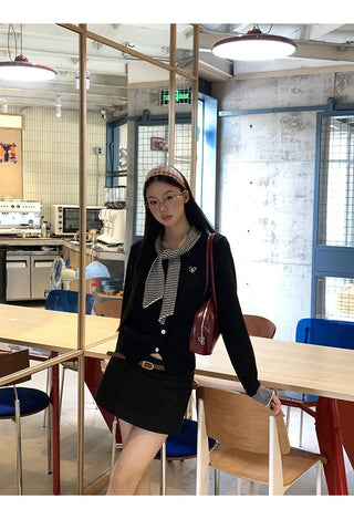 black college cardigan