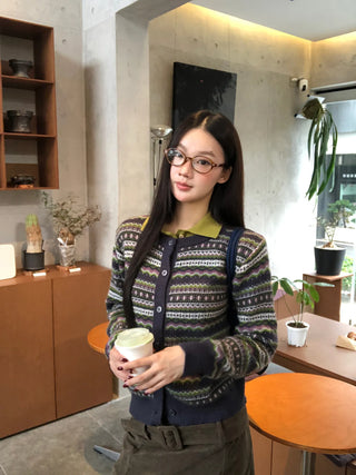 striped knit cardigan