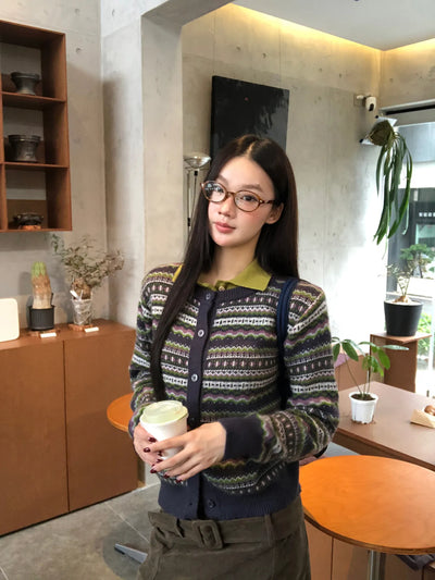 striped knit cardigan