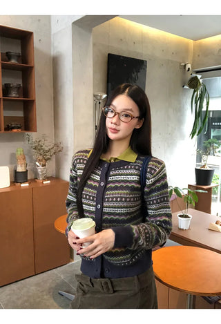 striped knit cardigan