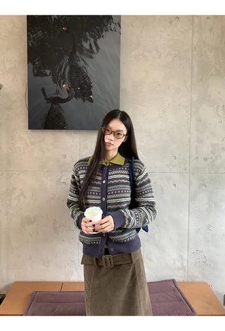 striped knit cardigan