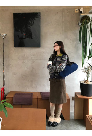 striped knit cardigan