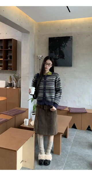 striped knit cardigan