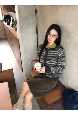 striped knit cardigan