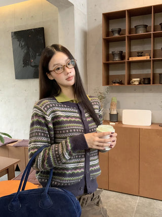 striped knit cardigan