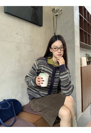 striped knit cardigan