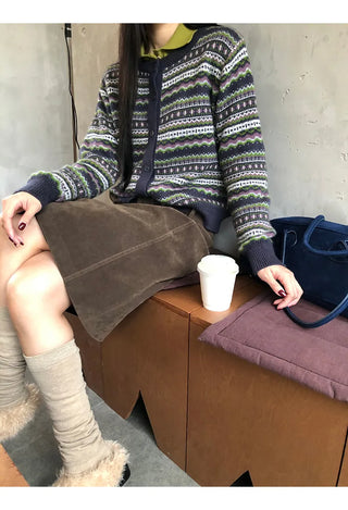 striped knit cardigan