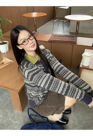 striped knit cardigan