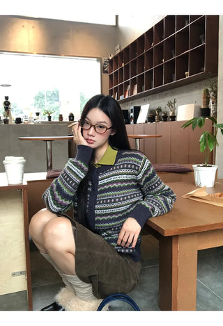 striped knit cardigan