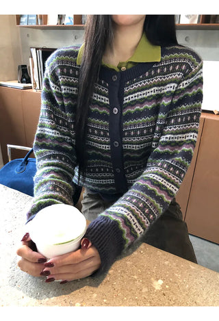 striped knit cardigan