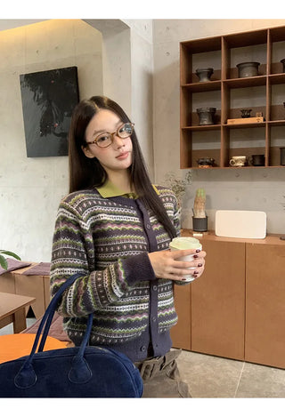 striped knit cardigan