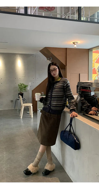 striped knit cardigan