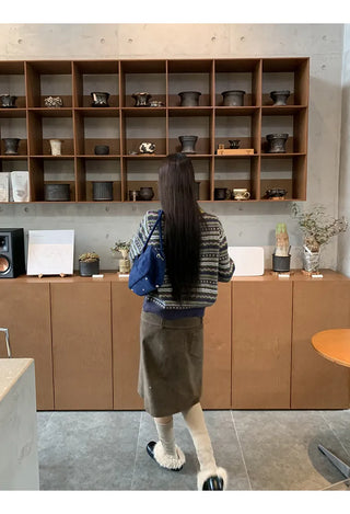 striped knit cardigan